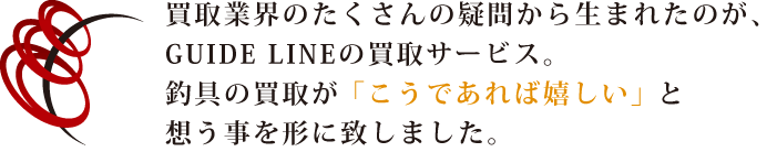 お客様に釣具を「安心、ご納得」してご売却頂くために